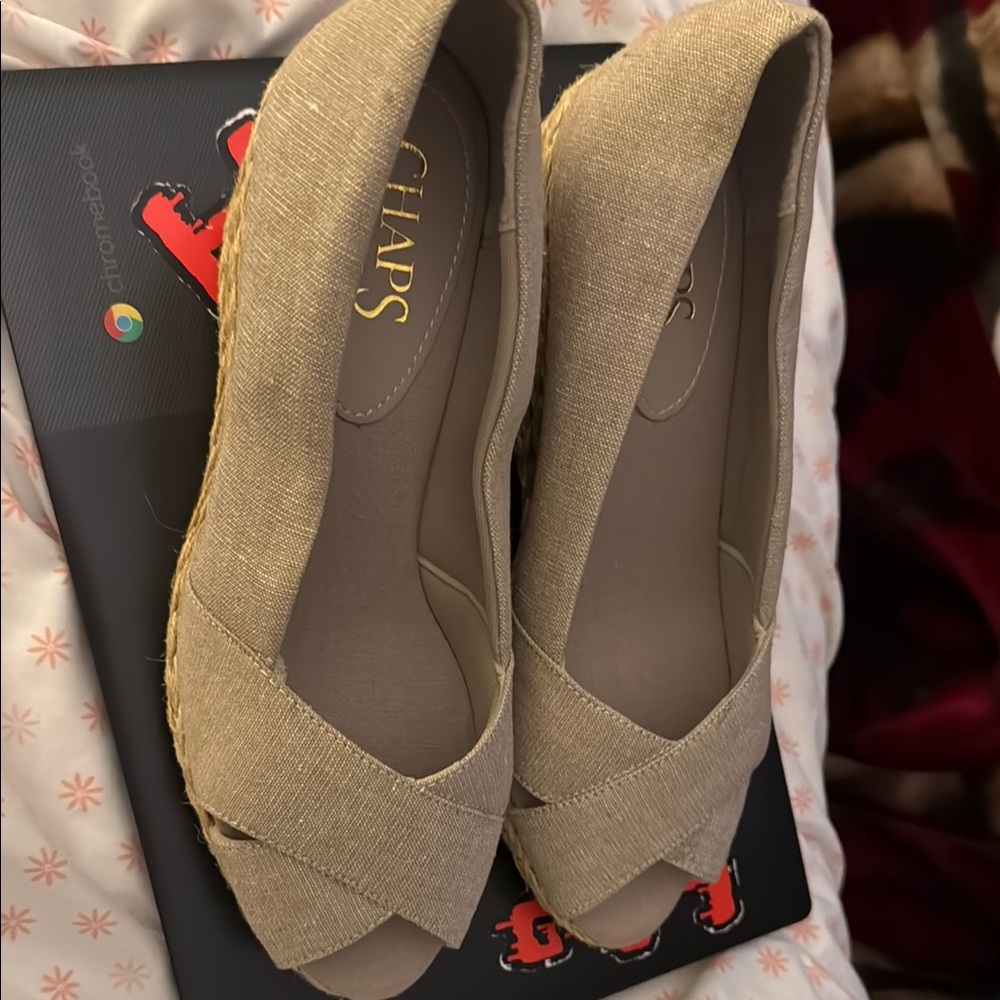 Chaps Tan Espadrilles with Subtle Knot Detail